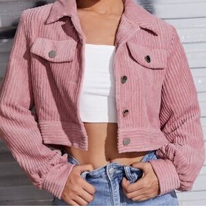 Pink Corduroy Cropped Jacket